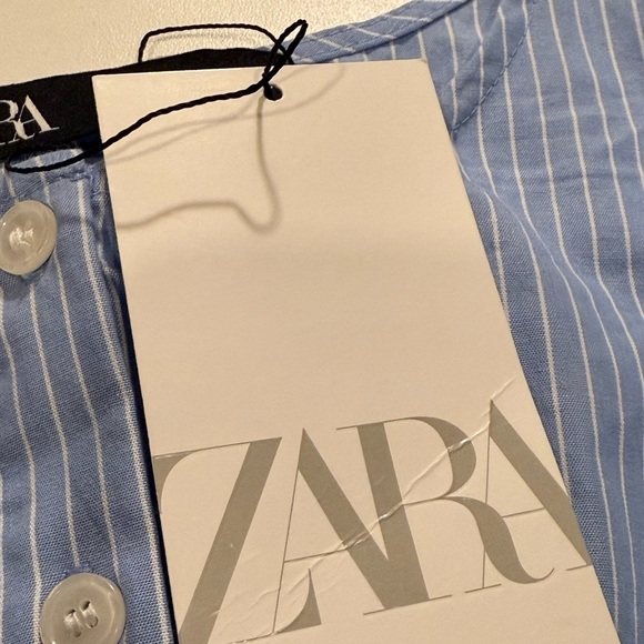 Zara Light Blue Striped Blouse - Picture 4 of 4